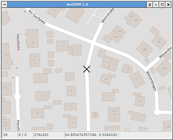 Screenshot wxOSM - Moorstrasse